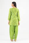 Shop_Amrood_Green Brocade Embroidery V-neck Pure Banarsi Kurta Set _at_Aza_Fashions