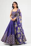 Buy_Amrood_Blue Embroidery Square Neck Designer Deep Lehenga Set _Online_at_Aza_Fashions