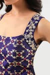Amrood_Blue Embroidery Square Neck Designer Deep Lehenga Set _at_Aza_Fashions