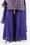 Amrood_Blue Embroidery Mandarin Collar Deep Kurta Pant Set _Online_at_Aza_Fashions
