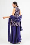 Shop_Amrood_Blue Embroidery Mandarin Collar Deep Kurta Pant Set _at_Aza_Fashions