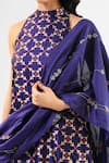 Buy_Amrood_Blue Embroidery Mandarin Collar Deep Kurta Pant Set 