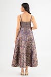 Shop_Amrood_Blue Embroidery Sweetheart Neck Deep Pure Banarsi Dress _at_Aza_Fashions