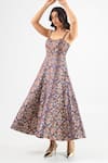 Buy_Amrood_Blue Embroidery Sweetheart Neck Deep Pure Banarsi Dress _Online_at_Aza_Fashions