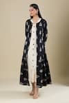 Shop_Naintara Bajaj_Cream Handloom Cotton V-, Round Jacket And Dress Set _Online_at_Aza_Fashions