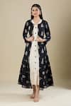 Buy_Naintara Bajaj_Cream Handloom Cotton V-, Round Jacket And Dress Set _at_Aza_Fashions