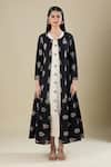 Shop_Naintara Bajaj_Cream Handloom Cotton V-, Round Jacket And Dress Set 