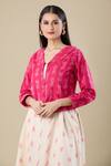 Buy_Naintara Bajaj_Pink Round Neck Ikat Handloom Jacket And Dress Set _Online_at_Aza_Fashions