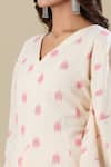 Buy Naintara Bajaj Cream V-neck Ikat Handloom Pink Dress Buy_Naintara Bajaj_Cream V-neck Ikat Handloom Pink Dress