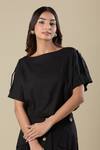 Buy_Naintara Bajaj_Black Cotton Boat Neck Skirt And Top Set _Online_at_Aza_Fashions
