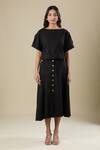 Shop_Naintara Bajaj_Black Cotton Boat Neck Skirt And Top Set _Online_at_Aza_Fashions