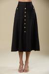 Naintara Bajaj_Black Cotton Boat Neck Skirt And Top Set _at_Aza_Fashions