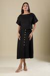 Buy_Naintara Bajaj_Black Cotton Boat Neck Skirt And Top Set 