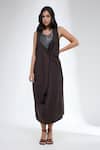 Buy_Krati Jain_Brown Cotton Beads Halter Neck Dress _at_Aza_Fashions
