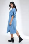 Shop_Krati Jain_Blue Denim Round Neck Funky Motif Tunic _at_Aza_Fashions