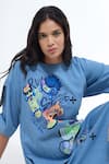 Shop_Krati Jain_Blue Denim Round Neck Funky Motif Tunic _Online_at_Aza_Fashions