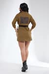 Shop_Krati Jain_Brown Denim Collared Khaki Trench Style Dress _at_Aza_Fashions