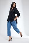 Buy_Krati Jain_Black Cotton Embroidery Collared Bug Motif Shirt _Online_at_Aza_Fashions