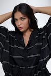 Shop_Krati Jain_Black Cotton Collared Anti Fit Shirt _Online_at_Aza_Fashions