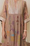 Rekha Agra_Beige Chanderi Silk, Cotton Embroidery Round Neck Kurta Set _Online_at_Aza_Fashions