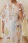 Shop_Rekha Agra_White Chanderi Silk, Cotton Embroidery Round Neck Floral Kurta Set _Online_at_Aza_Fashions
