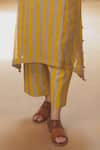 Rekha Agra_Yellow Chanderi, Silk, Cotton Embroidery Collared Hand Block Printed Kurta Set _Online_at_Aza_Fashions