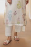 Rekha Agra_White Chanderi Silk, Cotton Embroidery Collared Floral Kurta Set _Online_at_Aza_Fashions