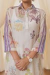 Buy_Rekha Agra_White Chanderi Silk, Cotton Embroidery Collared Floral Kurta Set _Online_at_Aza_Fashions
