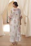 Shop_Rekha Agra_White Chanderi, Cotton Embroidery Round Neck Silk Floral Kurta Set _at_Aza_Fashions
