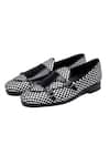 Shutiq_Black Tessera Woven Leather Monk Shoes _Online_at_Aza_Fashions