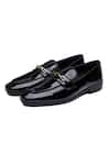 Buy_Shutiq_Black Buckles Prism Coal Leather Loafers _Online_at_Aza_Fashions