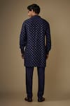 Shop_Spring Break_Navy Silk, Cotton Satin Embroidery Blue Kurta Set _at_Aza_Fashions