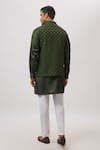 Shop_Spring Break_Emerald Green Dupion, Silk Embroidered Nehru Jacket _at_Aza_Fashions
