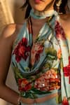 Affroz_Blue Viscose, Crepe Sequins, Embroidery Floral Print Designer Top And Skirt Set _Online_at_Aza_Fashions