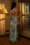 Shop_Affroz_Blue Viscose, Crepe Sequins, Embroidery Floral Print Designer Top And Skirt Set _at_Aza_Fashions