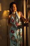 Buy_Affroz_Blue Viscose, Crepe Sequins, Embroidery Floral Print Designer Top And Skirt Set _Online_at_Aza_Fashions