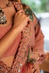 Affroz_Pink Viscose, Crepe, Organza, Silk Sequins, Beads, Floral Print Kaftan Set _Online_at_Aza_Fashions