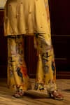 Affroz_Yellow Viscose, Crepe, Organza Beads V-neck Hand Embroidered Kurta Set _Online_at_Aza_Fashions