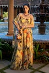 Buy_Affroz_Yellow Organza, Cotton Satin, Silk Sequins, Beads Sweetheart Floral Anarkali Set _at_Aza_Fashions