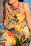 Shop_Affroz_Yellow Organza, Cotton Satin, Silk Sequins, Beads Sweetheart Floral Anarkali Set _Online_at_Aza_Fashions