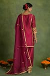 Shop_Saina Kapoor_Magenta Chanderi Embroidery Round Neck Kurta Set _at_Aza_Fashions