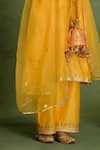 Saina Kapoor_Yellow Chanderi Embroidery Split V-neck Kurta Set _Online_at_Aza_Fashions