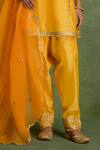Saina Kapoor_Yellow Chanderi Embroidery, Zari Keyhole Neck Choga Kurta Set _Online_at_Aza_Fashions