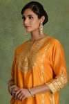 Saina Kapoor_Orange Chanderi Embroidery Round Neck Kurta Set _Online_at_Aza_Fashions