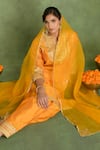 Saina Kapoor_Orange Chanderi Embroidery Round Neck Kurta Set _at_Aza_Fashions