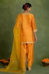 Shop_Saina Kapoor_Orange Chanderi Embroidery Split V-neck Yellow And Choga Kurta Set _at_Aza_Fashions