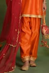 Saina Kapoor_Orange Chanderi Embroidery Round , Keyhole Choga Kurta Set _Online_at_Aza_Fashions