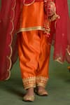 Shop_Saina Kapoor_Orange Chanderi Embroidery, Tassels Split V-neck Kurta Set _Online_at_Aza_Fashions