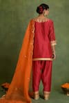 Shop_Saina Kapoor_Red Chanderi Embroidery Round , Keyhole Kurta Set _at_Aza_Fashions