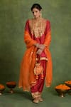 Buy_Saina Kapoor_Red Chanderi Embroidery Round , Keyhole Kurta Set _at_Aza_Fashions